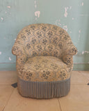 SOLD - Blauw gebloemde boudoir fauteuil