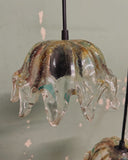 Set van 2 Franse hanglampjes, gekleurd glas