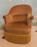 SOLD - Goud/bruine boudoir fauteuil