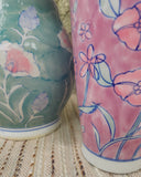 Set van 2 pastel bloemen vazen