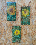 Vintage tegeltjes met Franse droogbloemen, groen (1)