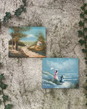 Set van 2 handgeschilderde schilderijtjes