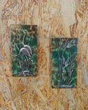 Set van 2 vintage tegeltjes, vogels