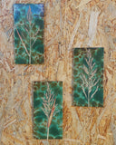 Vintage tegeltjes met Franse droogbloemen, groen (2)