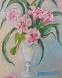Handgeschilderd schilderij, roze bloemen