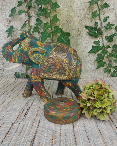 Prachtige set van houten olifant en opbergdoosje