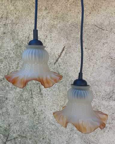 Set van 2 geklokte hanglampjes, zalm