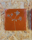 Vintage tegeltjes met Franse droogbloemen, vintage bruin