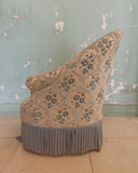 Blauw gebloemde boudoir fauteuil