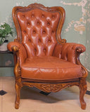 SOLD - Barok leren fauteuils, set van 2