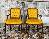 Set van 2 Franse fauteuiltjes, oker geel