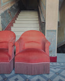 SOLD - Set van 2 oud-roze boudoir fauteuils