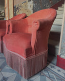 SOLD - Set van 2 oud-roze boudoir fauteuils