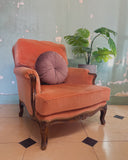 SOLD - Franse fauteuil, roze velours