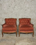 SOLD 'Vieux-rose' brocante fauteuils, set van 2