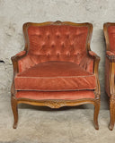SOLD 'Vieux-rose' brocante fauteuils, set van 2