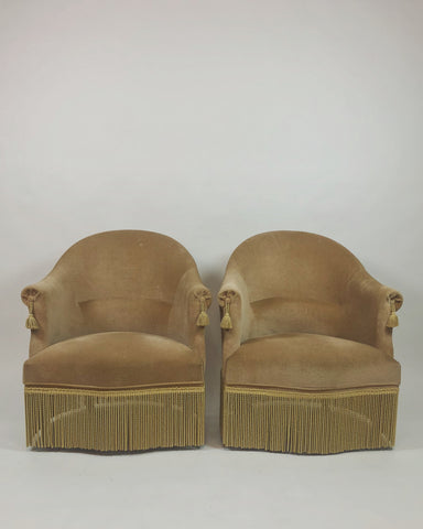 SOLD Set van 2 boudoir fauteuils, zand