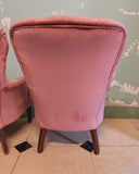 SOLD - Set van 2 roze velours fauteuils