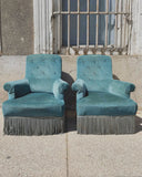Grote blauwe boudoir fauteuil (per stuk)