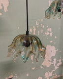 Set van 3 Franse hanglampjes, gekleurd glas