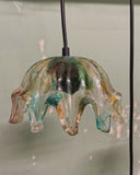 Set van 3 Franse hanglampjes, gekleurd glas
