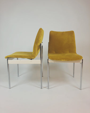 Vintage industriële velvet stoelen (per stuk)