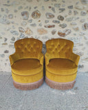 SOLD Set van 2 gele boudoir fauteuils
